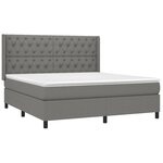 vidaXL Sommier à lattes de lit matelas LED Gris foncé 160x200 cm Tissu