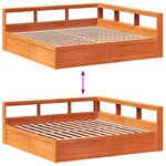 vidaXL Lit bibliothèque sans matelas cire marron 180x200 cm pin massif