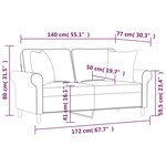 vidaXL Canapé 2 places et oreillers et coussins Gris foncé 140cm Tissu