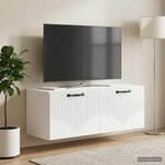 vidaXL Meuble TV mural Montage mural Blanc brillant 78 5 x 31 x 30 cm