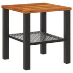 vidaXL Table de jardin noir 40x40x42 cm résine tressée et bois acacia