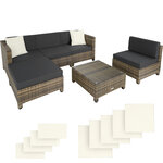 Tectake Salon bas de jardin AMY 5 places avec 2 sets de housses - marron naturel