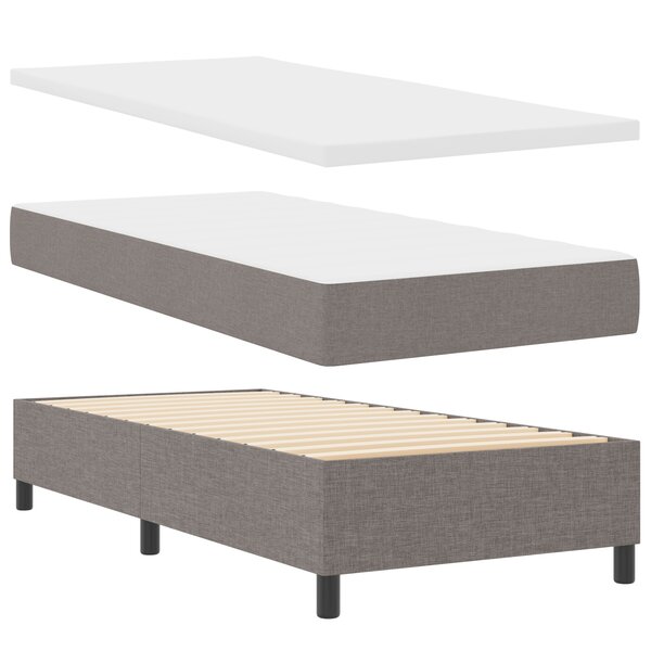 vidaXL Lit à ressort avec matelas et banc taupe 100x200 cm Tissu