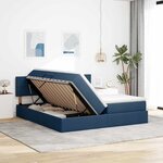 vidaXL Lit de rangement LED avec matelas Bleu 180 x 200 cm Tissu