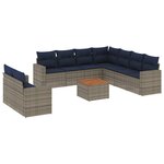 vidaXL Salon de jardin 10 Pièces avec coussins gris résine tressée