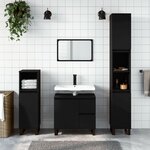 vidaXL Ensemble de meubles salle de bain 3 Pièces noir bois d'ingénierie
