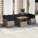 vidaXL Salon de jardin 8 Pièces avec coussins gris résine tressée