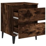 Vidaxl table de chevet avec pieds en métal chêne fumé 40x35x50 cm