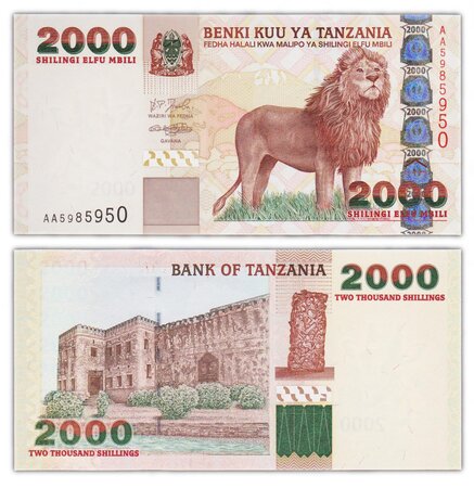 Billet de collection 2000 shilingi 2003 tanzanie - neuf - p37