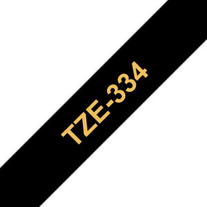 Cartouche ruban Etiqueteuse Brother 12mm Doré sur noir TZe-334