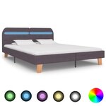 vidaXL Cadre de lit avec LED sans matelas taupe tissu 180x200 cm