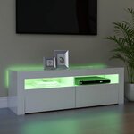 vidaXL Meuble TV avec lumières LED blanc brillant 120x35x40 cm