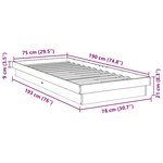 vidaXL Cadre de lit sans matelas 75x190 cm bois massif de chêne