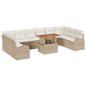 vidaXL Ensemble de canapé de jardin avec coussin 11 Pièces beige et crème