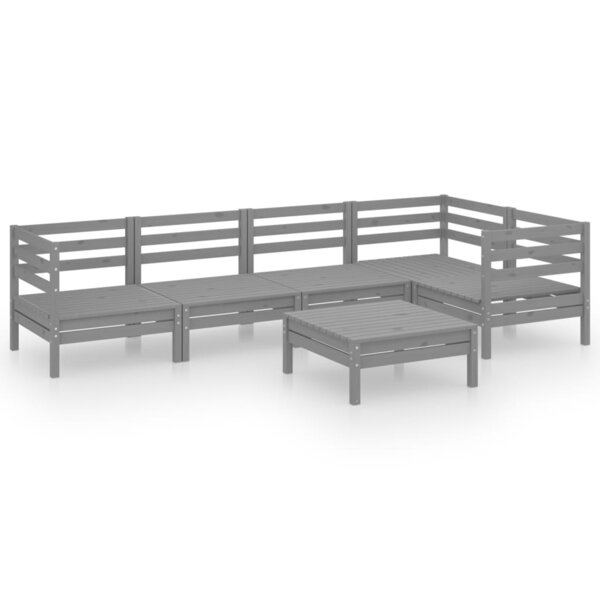 vidaXL Salon de jardin 6 Pièces Bois de pin massif Gris