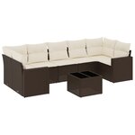 vidaXL Salon de jardin 8 Pièces avec coussins marron résine tressée