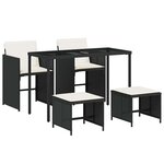vidaXL Ensemble à manger de jardin coussins 5Pièces Noir Résine tressée