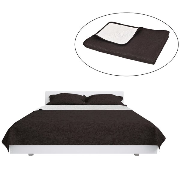 vidaXL Couvre-lit à double face matelassé 220 x 240 cm Crème et marron
