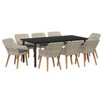 vidaXL Ensemble de salle à manger pour jardin 9 pc Gris clair