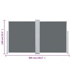 vidaXL Auvent latéral rétractable Anthracite 140x600 cm