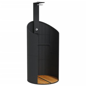 vidaXL Douche d'extérieur noir 100x100x241 5 cm poly rotin bois acacia