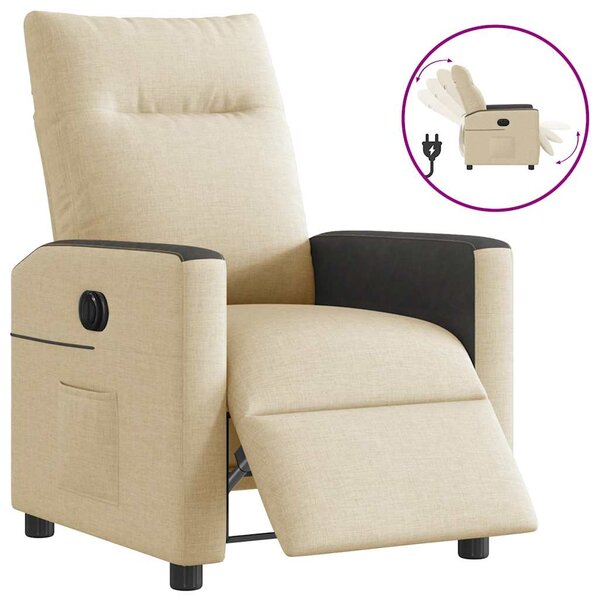 vidaXL Fauteuil inclinable électrique Crème Tissu