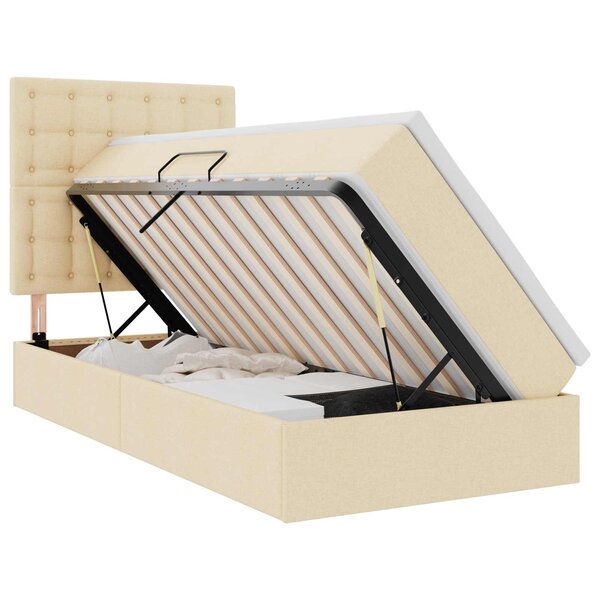 vidaXL Lit de rangement LED avec matelas Crème 100 x 200 cm Tissu