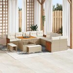 vidaXL Ensemble de canapé de jardin avec coussin 13 Pièces beige et crème