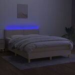 vidaXL Sommier à lattes de lit avec matelas LED Crème 140x200 cm Tissu