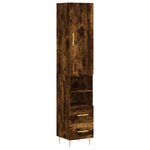 vidaXL Buffet haut Chêne fumé 34 5x34x180 cm Bois d'ingénierie