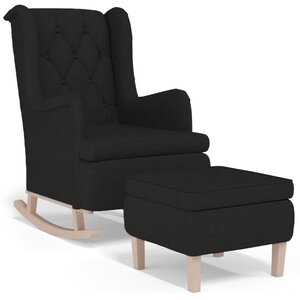 Vidaxl fauteuil avec pieds à bascule et tabouret noir tissu