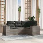 vidaXL Salon de jardin 4 Pièces avec coussins gris résine tressée