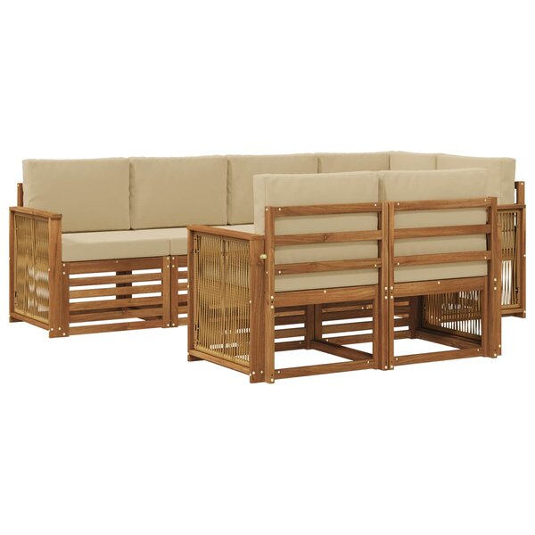 vidaXL Ensemble de canapé d'angle avec coussin 6 Pièces Naturel