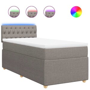 vidaXL Sommier à lattes de lit avec matelas Taupe 90x190 cm Tissu