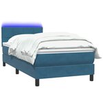 vidaXL Sommier à lattes de lit et matelas et LED bleu foncé 80x210 cm velours