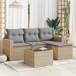 vidaXL Salon de jardin avec coussins 5 Pièces beige résine tressée