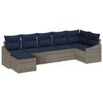vidaXL Ensemble de canapé de jardin 7 Pièces Gris et marine polyrotin