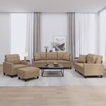 vidaXL Ensemble de canapés 4 Pièces avec coussins cappuccino similicuir