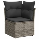 vidaXL Salon de jardin avec coussins 10 Pièces gris résine tressée acacia