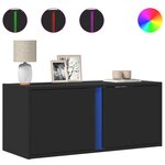 vidaXL Meuble TV mural avec lumières LED noir 80x31x35 cm