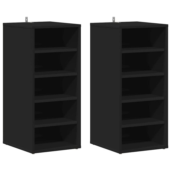 vidaXL Armoires à chaussures 2 Pièces Noir 31 5x35x70cm Bois d'ingénierie
