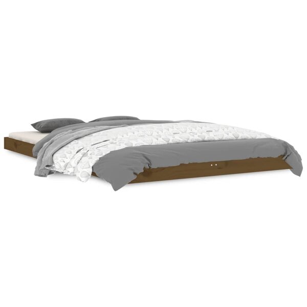 vidaXL Cadre de lit Marron miel 120x190cm Bois pin massif Petit Double