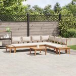 vidaXL Ensemble de banc de jardin avec coussin 4 Pièces Marron  Crème