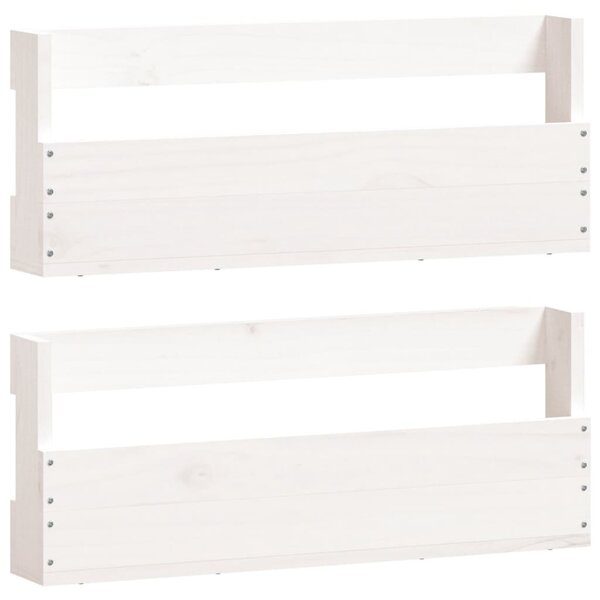 vidaXL Étagères à chaussures murales 2 Pièces Blanc 59x9x23 cm Pin massif