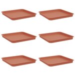 vidaXL Plateau carré à fleurs 6 Pièces Rouge brique 36 x 36 x 2.5 cm