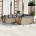 vidaXL Salon de jardin 11 Pièces avec coussins beige résine tressée