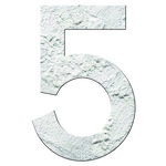 Numéro 5- Numéro adhésif pour boîtes aux lettres- Pierre véritable 50 mm  Albatre