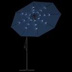 vidaXL Parasol déporté à LED et mât en acier 300 cm Azuré