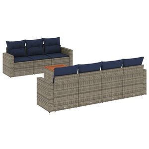 vidaXL Salon de jardin 8 Pièces avec coussins gris résine tressée