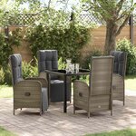 vidaXL Ensemble de salle à manger pour jardin 5 Pièces Gris Poly rotin